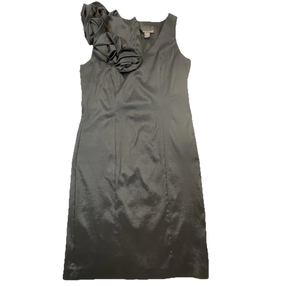 Frank Lyman Design Dress Womens 10 Black‎ Ruffle Shoulder Sheath Party Cocktail